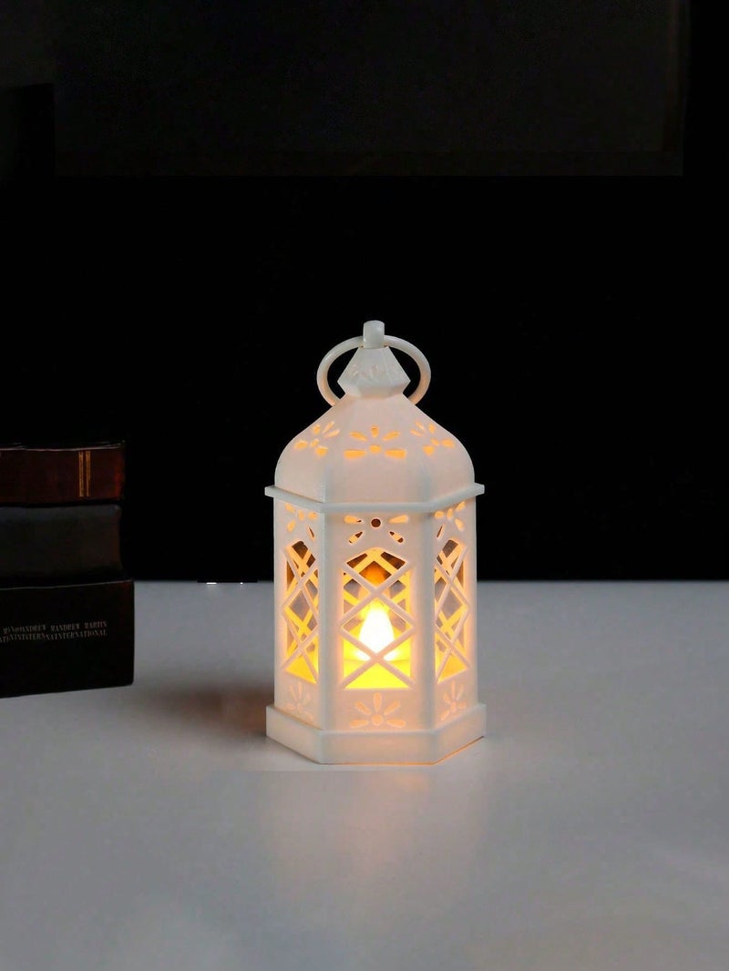2 Ramadan Decorative Lantern with LED Candle – Elegant Islamic Table Décor - 2PC - Image 2